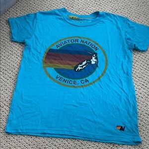 Aviator Nation Blue Short Sleeve Tee with Retro Graphic
